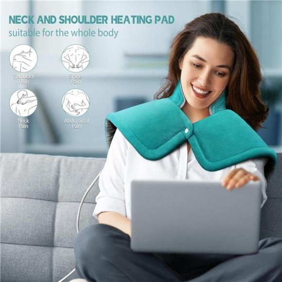 Heating Pad for Neck Shoulder & Back Pain Relief, Electric Weighted Heating Pad - Picture 3 of 7
